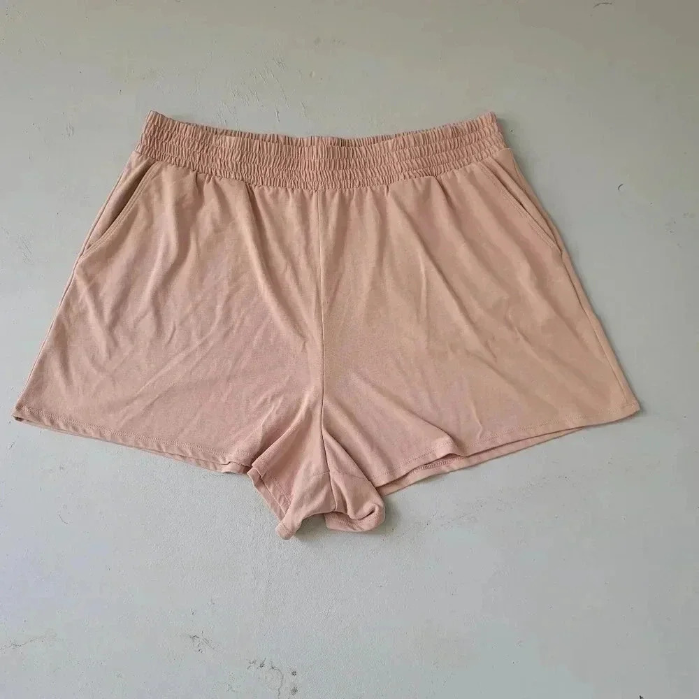 Express Shorts Women Large Blush Pink Shorts Pull-On Elastic Knit Pockets L